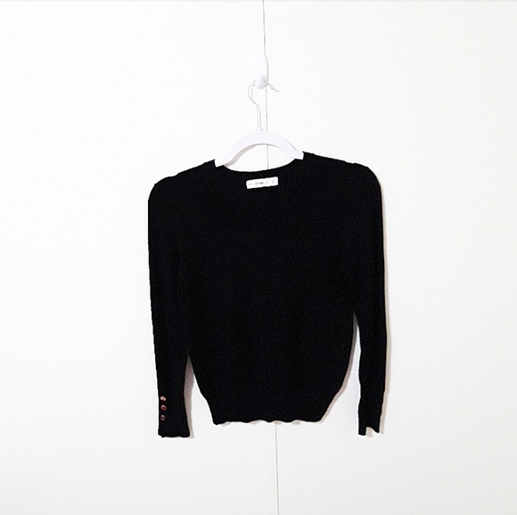 Zara Knit black gold button sleeve pullover D1 - Picture 7 of 7